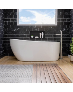 ALFI brand AB8826 68 Inch White Oval Acrylic Free Standing Soaking Bathtub