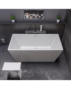 ALFI brand AB833 59 Inch White Rectangular Free Standing Soaking Bathtub