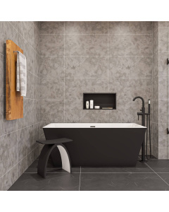 ALFI brand AB8834 59 Inch Black & White Rectangular Acrylic Soaking Bathtub
