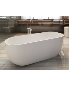 ALFI brand AB8838 59 Inch White Oval Acrylic Free Standing Soaking Bathtub