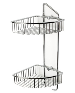 ALFI brand AB9532 Polished Chrome Corner Mounted Double Basket Shower Shelf Bathroom Accessory