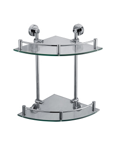 ALFI brand AB9548 Polished Chrome Corner Mounted Double Glass Shower Shelf