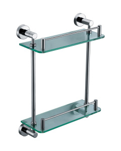 ALFI brand AB9549 Polished Chrome Wall Mounted Double Glass Shower Shelf