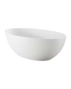 ALFI brand AB9941 67" White Oval Solid Surface Smooth Resin Soaking Bathtub