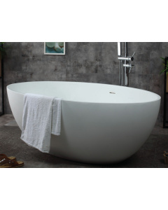 ALFI brand AB9941 67" White Oval Solid Surface Smooth Resin Soaking Bathtub