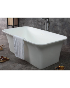 ALFI brand AB9942 67" White Rectangular Solid Surface Smooth Resin Soaking Bathtub