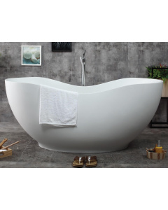 ALFI brand AB9949 66" White Solid Surface Smooth Resin Soaking Bathtub