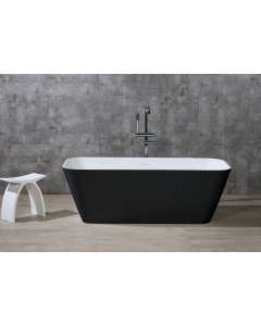 ALFI brand AB9952BM 67" Black & White Matte Rectangular Solid Surface Resin Soaking Bathtub
