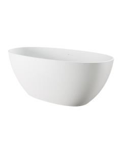 ALFI brand AB9975 59" White Oval Solid Surface Resin Soaking Bathtub