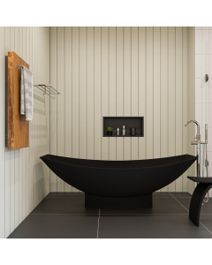 ALFI brand AB9991BM Black Matte 71" Solid Surface Resin Free Standing Hammock Style Bathtub