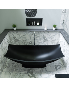 ALFI brand AB9992BM Black Matte 71" Solid Surface Resin Free Standing Hammock Style Bathtub