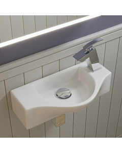 ALFI brand ABC114 White 18" Small Wall Mounted Ceramic Sink with Faucet Hole
