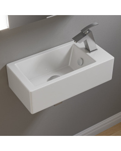 ALFI brand ABC116 White 20" Small Rectangular Wall Mounted Ceramic Sink with Faucet Hole