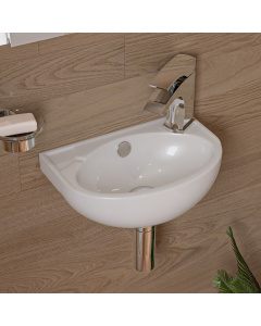 ALFI brand ABC118 White 14" Small Wall Mounted Ceramic Sink with Faucet Hole