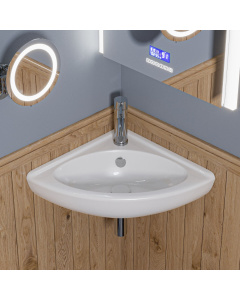 ALFI brand ABC120 White 22" Corner Wall Mounted Ceramic Sink with Faucet Hole