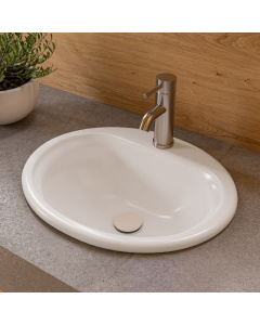 ALFI brand ABC802 White 21" Oval Drop In Ceramic Sink with Faucet Hole