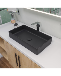 ALFI brand ABC902-BM Black Matte 24" Modern Rectangular Above Mount Ceramic Sink