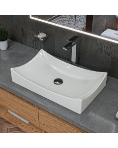 ALFI brand ABC904 White 26" Fancy Rectangular Above Mount Ceramic Sink
