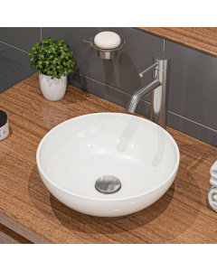 ALFI brand ABC905 White 15" Round Vessel Bowl Above Mount Ceramic Sink