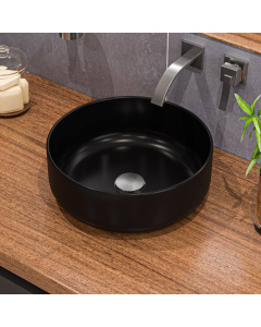 ALFI brand ABC907-BM Black Matte 15" Round Above Mount Ceramic Sink