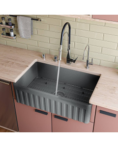 ALFI brand ABCO3320SB 33" Fireclay Farmhouse Kitchen Sink In Concrete Color