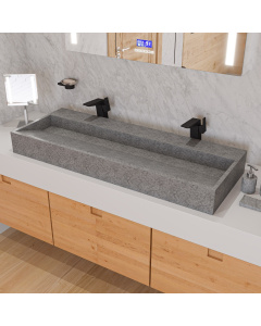 ALFI brand ABCO48TR 48" Solid Concrete Gray Matte Trough Sink for the Bathroom