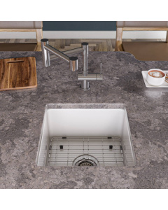 ALFI brand ABF1818S-W White Square 18" x 18" Undermount / Drop In Fireclay Prep Sink