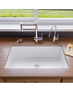 ALFI brand ABF3219SUD-W White Single Bowl Fireclay Undermount Kitchen Sink