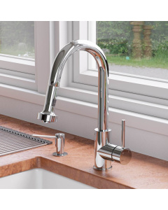 ALFI brand ABKF3262-PC Polished Chrome Sensor Gooseneck Pull Down Kitchen Faucet