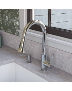 ALFI brand ABKF3480-PC Polished Chrome Gooseneck Pull Down Kitchen Faucet