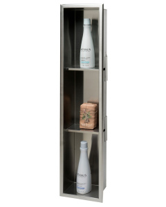 ALFI brand ABN0836-BSS Brushed Stainless Vertical Triple Shelf Shower Niche