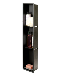 ALFI brand ABNC0836-BLA 8" x 36" Black Matte Stainless Steel Triple Shelf Bath Shower Niche