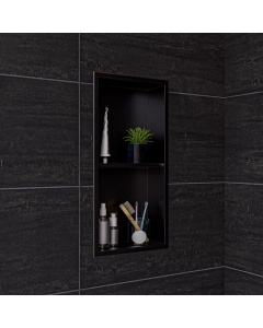 ALFI brand ABNP1224-BB 12" x 24" Brushed Black PVD Stainless Steel Vertical Double Shelf Shower Niche