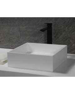 ALFI brand ABRS14S 14" Square White Matte Solid Surface Resin Sink
