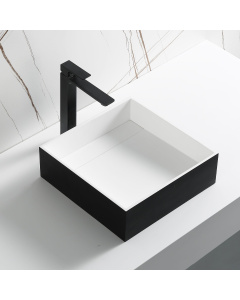 ALFI brand ABRS14SBM Black Matte 14" Square Solid Surface Resin Sink