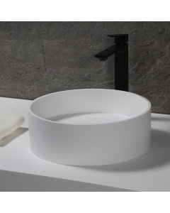 ALFI brand ABRS15R 15" Round White Matte Solid Surface Resin Sink
