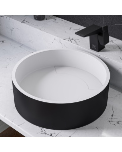 ALFI brand ABRS15RBM Black Matte 15" Round Solid Surface Resin Sink