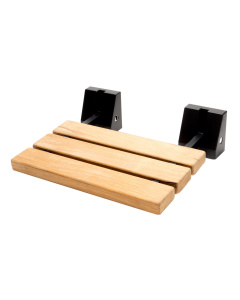 ALFI brand ABS16S-BM Black Matte 16" Wide Foldable Teak Shower Seat with Square Hardware