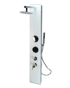 ALFI brand ABSP50W White Glass Shower Panel with 2 Body Sprays and Rain Shower Head