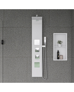 ALFI brand ABSP60W White Aluminum Shower Panel with 2 Body Sprays and Rain Shower Head