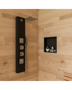 ALFI brand ABSP65B Black Aluminum Shower Panel with 2 Body Sprays and Rain Shower Head