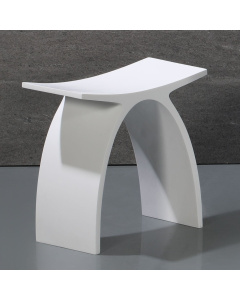 ALFI brand ABST77 Arched White Matte Solid Surface Resin Bathroom / Shower Stool
