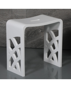 ALFI brand ABST88 Designer White Matte Solid Surface Resin Bathroom / Shower Stool