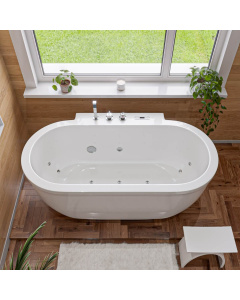 EAGO AM128ETL 6 ft Acrylic White Whirlpool Bathtub With Fixtures