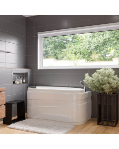 EAGO AM175-R 57'' White Acrylic Left Drain Jetted Whirlpool Bathtub W/ Fixtures