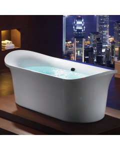 EAGO AM1900  74" White Free Standing Oval Air Bubble Bathtub