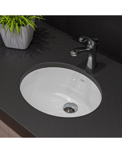 EAGO BC224 White Ceramic 18"x15" Undermount Oval Bathroom Sink