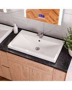 EAGO BH001 White Ceramic 32"x19" Rectangular Drop In Sink