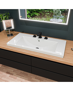 EAGO BH002 White Ceramic 40"x19" Rectangular Drop In Sink