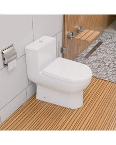 EAGO TB351 One Piece Dual Flush High Efficiency Low Flush White Toilet